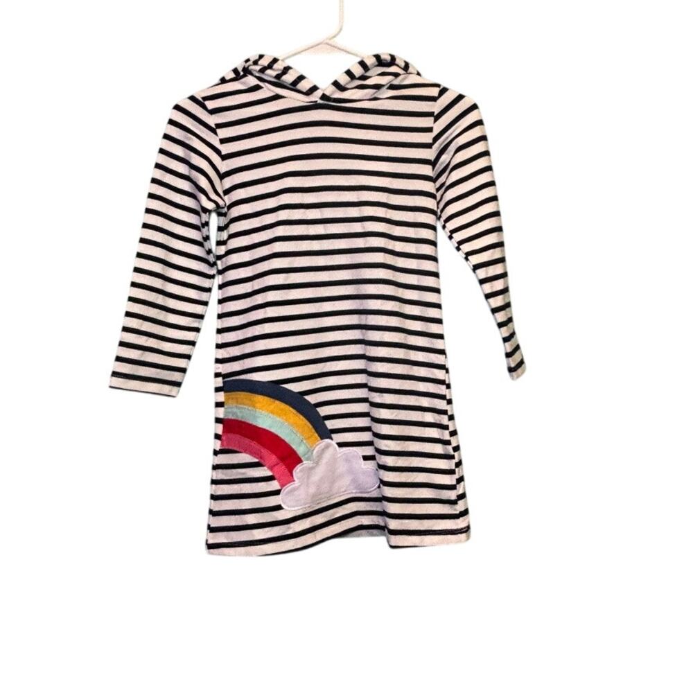 Jumping Meters Girls NWT Striped Dress Size 7T Rainbow Applique Long Sleeve